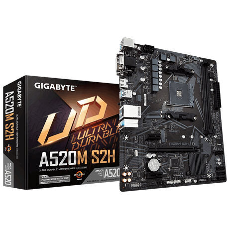GIGABYTE A520M S2H moederbord AMD A520 Socket AM4 micro ATX Zwart
