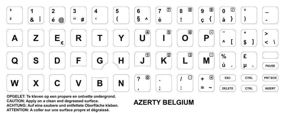 Belgian (AZERTY) & English non transparent keyboard stickers